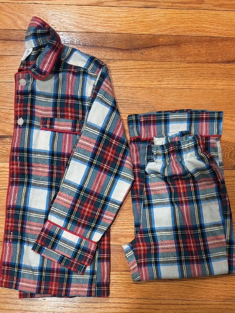 Crewcuts Kids Plaid Cotton Pajama Set - Red & Blue